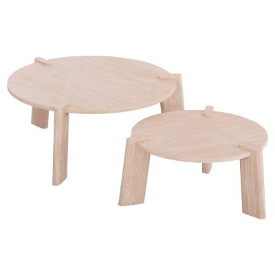 SET 2PCS COFFEE TABLES EQUIL HM9943.01 MDF WITH MELAMINE COVER-NATURAL WOOD COLOR 66x66cm + 87x87cm