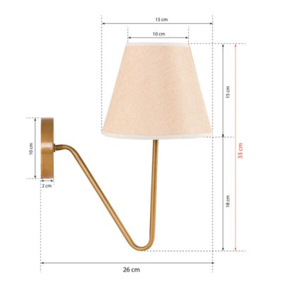 WALL SCONCE HM7642.04, GOLD-BEIGE, 26x15x33