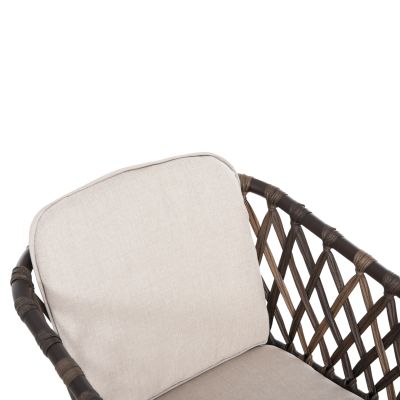 ALUMINUM ARMCHAIR BOLLY HM6080 BROWN FRAME-SYNTHETIC RATTAN IN BROWN-BEIGE CUSHIONS 58,5x67x86Hcm.