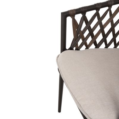 ALUMINUM ARMCHAIR BOLLY HM6080 BROWN FRAME-SYNTHETIC RATTAN IN BROWN-BEIGE CUSHIONS 58,5x67x86Hcm.