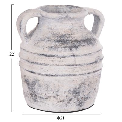 DECORATIVE TABLE VASE VERMO HM4398 TERRACOTTA IN LIGHT GREY Φ21x22Hcm.