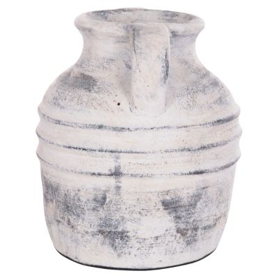 DECORATIVE TABLE VASE VERMO HM4398 TERRACOTTA IN LIGHT GREY Φ21x22Hcm.