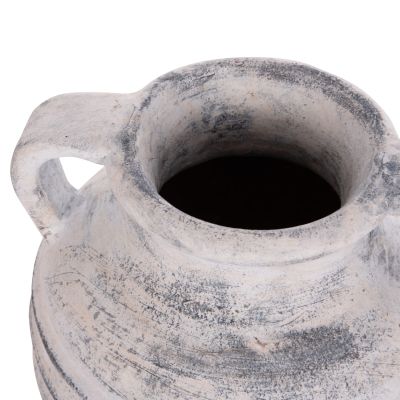 DECORATIVE TABLE VASE VERMO HM4398 TERRACOTTA IN LIGHT GREY Φ21x22Hcm.