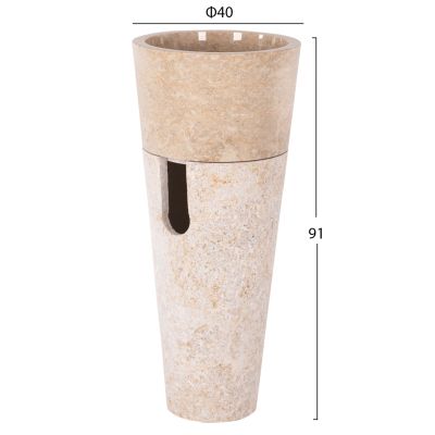 КОНУСНА МИВКА ОТ МРАМОР В КРЕМАВ И БЯЛ ЦВЯТ Φ40x90Hcm.HM7808.02