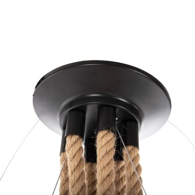 CEILING PENDANT LAMP HM4130 6-LIGHT BLACK METAL-ROPE Φ54-60x125Hcm.