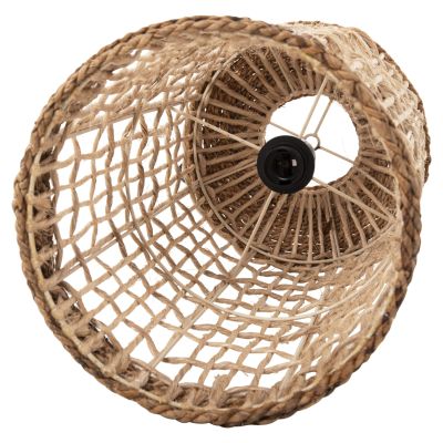 CEILING PENDANT OBLONG CYLINDRICAL CAGE CAP ABACA FIBERS IN NATURAL Φ27,5x52,5Hcm.HM7767