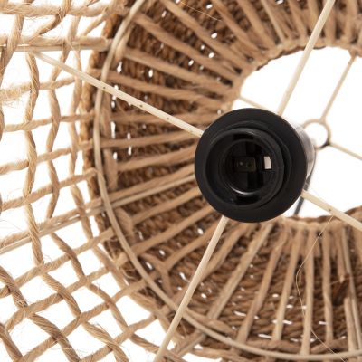 CEILING PENDANT OBLONG CYLINDRICAL CAGE CAP ABACA FIBERS IN NATURAL Φ27,5x52,5Hcm.HM7767