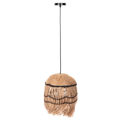 CEILING PENDANT SPHERICAL WITH FRINGES ABACA FIBERS IN NATURAL COLOR Φ28x32-120Hcm.HM7805