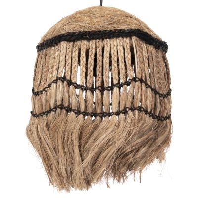CEILING PENDANT SPHERICAL WITH FRINGES ABACA FIBERS IN NATURAL COLOR Φ28x32-120Hcm.HM7805