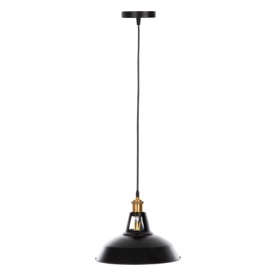 CEILING PENDANT LAMP HM4161 BLACK METAL-GOLD TOP Φ31x120Hcm.
