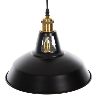 CEILING PENDANT LAMP HM4161 BLACK METAL-GOLD TOP Φ31x120Hcm.