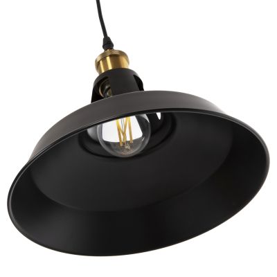 CEILING PENDANT LAMP HM4161 BLACK METAL-GOLD TOP Φ31x120Hcm.