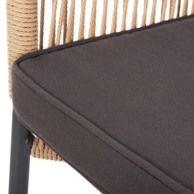 АЛУМИНИЕВО КРЕСЛО HM5855.02 ВЪГЛЕНО СИВО С ПЛЕТЕНО ВЪЖЕ PE 56x66x82