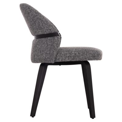 DINING CHAIR DEKKER HM18249.02 PLYWOOD IN BLACK--FABRIC IN GREY 50x60x80Hcm.