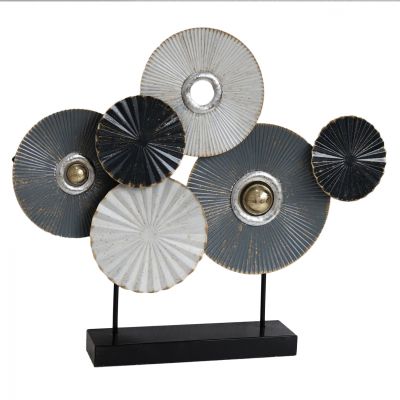 METAL TABLE DECORATION HM7171 GRAY WHITE 65x9x54,5Y cm.