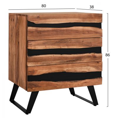 Чекмедже Alicia HM8361.11 от масивно акациево дърво 80x38x86 см.