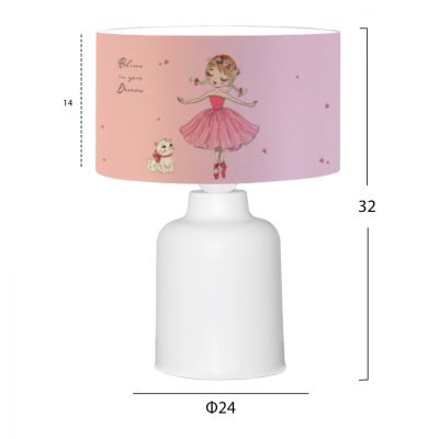 CHILDREN'S TABLE LAMP BALOO HM7577.03 PINK BALLERINA Φ24x32H cm.
