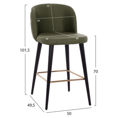 БАР СТОЛ MARCELLO PROFESSIONAL HM9280.13 ТИП НАБУК ДЪРВО КИПАРИС ЗЕЛЕН 50x49,5x101,5Hcm.