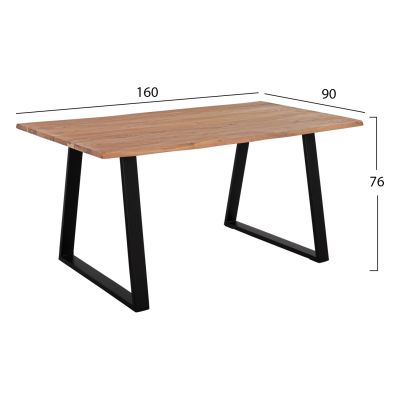 ACACIA DINING TABLE HM8500.11 SOLID ACACIA WITH BLACK LEGS 160X90X76H CM