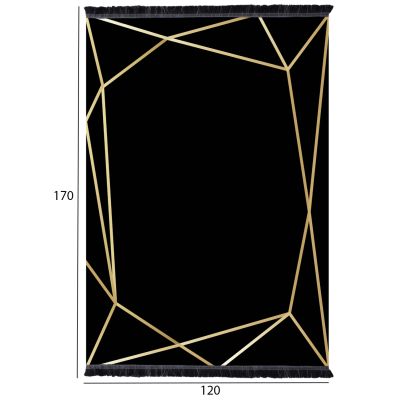 HM7677.30 120X170cm, black-gold with fringes, JOSIANE