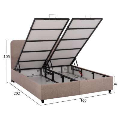 HM631.22 легло DOLORES, място за съхранение, бежов плат, 160x200