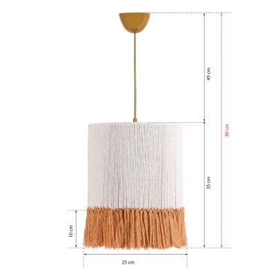 CEILING PENDANT HM7651.03, WHITE-BEIGE ROPE, Φ25x80