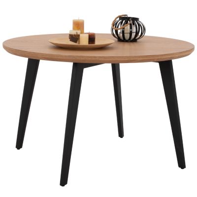 DINING TABLE ROUND LAGERT HM9306.01 MDF TOP OAK WOOD VENEER RUSTIC STYLE Φ120x75Hcm.