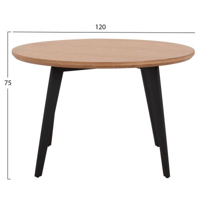 DINING TABLE ROUND LAGERT HM9306.01 MDF TOP OAK WOOD VENEER RUSTIC STYLE Φ120x75Hcm.