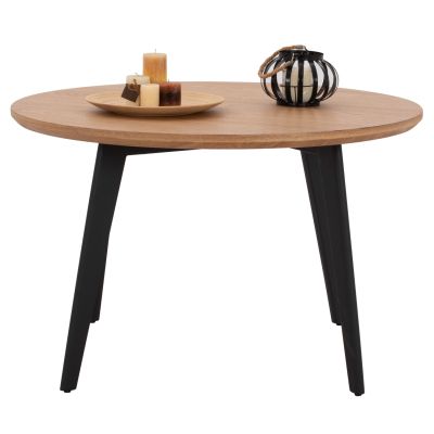 DINING TABLE ROUND LAGERT HM9306.01 MDF TOP OAK WOOD VENEER RUSTIC STYLE Φ120x75Hcm.