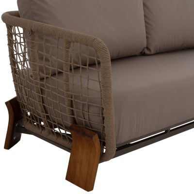 OUTDOOR SET OXFORD 4PCS IROKO ROPE TEMPERED GLASS HM5884.01