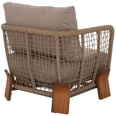 OUTDOOR SET OXFORD 4PCS IROKO ROPE TEMPERED GLASS HM5884.01