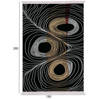 LIVING ROOM CARPET JOSIANE WITH FRINGES HM7723.27 180X280 BLACK-GOLD-GREY