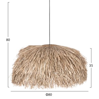 CEILING PENDANT WITH PANDAN AND MENDONG GRASS CAP NATURAL COLOR Φ80Χ35Hcm.HM7778