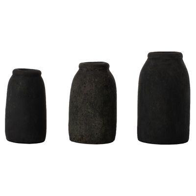 DECOR VASES 3PCS HM7711 TERRACOTTA FOSSIL GREY