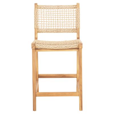 БАР СТОЛ С ОБЛЕГАЛКА NESHA HM9381.11 ТИКОВО ДЪРВО И ВИРО ВЪЖЕ 46x53x96 см.