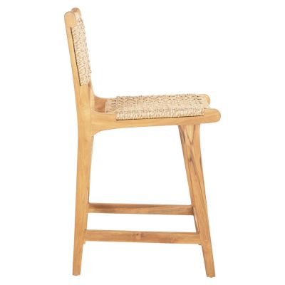 БАР СТОЛ С ОБЛЕГАЛКА NESHA HM9381.11 ТИКОВО ДЪРВО И ВИРО ВЪЖЕ 46x53x96 см.