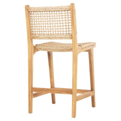 БАР СТОЛ С ОБЛЕГАЛКА NESHA HM9381.11 ТИКОВО ДЪРВО И ВИРО ВЪЖЕ 46x53x96 см.