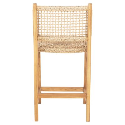 БАР СТОЛ С ОБЛЕГАЛКА NESHA HM9381.11 ТИКОВО ДЪРВО И ВИРО ВЪЖЕ 46x53x96 см.