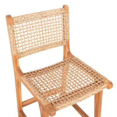 БАР СТОЛ С ОБЛЕГАЛКА NESHA HM9381.11 ТИКОВО ДЪРВО И ВИРО ВЪЖЕ 46x53x96 см.