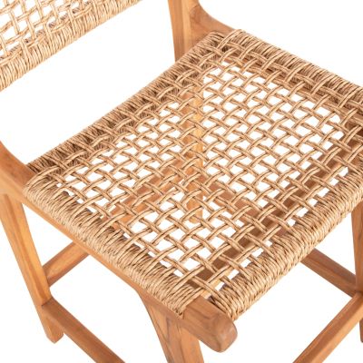 БАР СТОЛ С ОБЛЕГАЛКА NESHA HM9381.11 ТИКОВО ДЪРВО И ВИРО ВЪЖЕ 46x53x96 см.