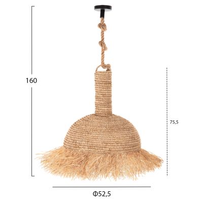CEILING PENDANT LUMINAIRE SET HM11924 ROPE AND DRIED PALM LEAF FIBERS Φ52.5Χ160H cm.
