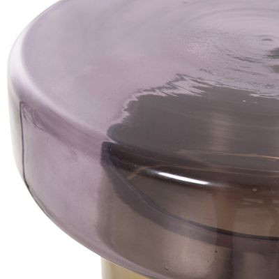 ПОМОЩНА МАСА КРЪГЛА CARMO HM9728 ПЛЪТ ОТ ЛИЛАВО СТЪКЛО-ЗЛАТНА МЕТАЛНА ОСНОВА Φ39Χ54Hcm.