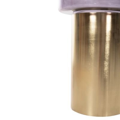 ПОМОЩНА МАСА КРЪГЛА CARMO HM9728 ПЛЪТ ОТ ЛИЛАВО СТЪКЛО-ЗЛАТНА МЕТАЛНА ОСНОВА Φ39Χ54Hcm.