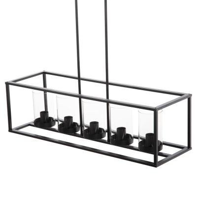 CEILING PENDANT LAMP HM4082 BLACK AND GLASS 80x25x23,5-85H cm.