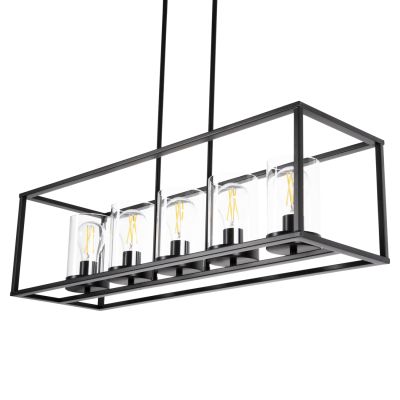 CEILING PENDANT LAMP HM4082 BLACK AND GLASS 80x25x23,5-85H cm.