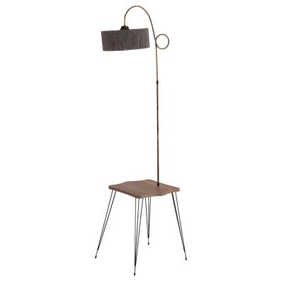 FLOOR STANDING LAMP HM7949.02 MELAMINE SIDE TABLE IN WALNUT-GREY CAP 40x40x173Hcm.