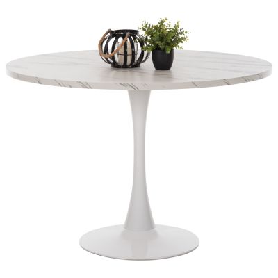 ROUND DINING TABLE ROLLO HM9422.11 MELAMINE IN WHITE MARBLE METAL LEG Φ120x74Hcm.