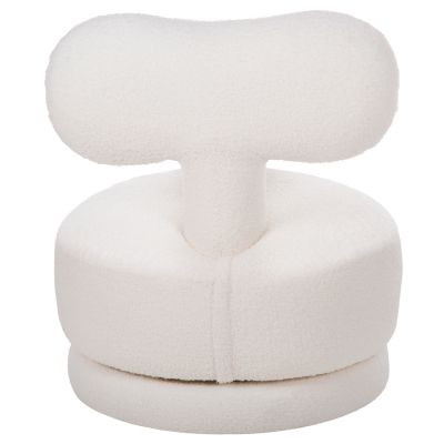 ТАБУРЕТКА С ВЪРТЯЩА СЕ ОБЛЕГАЛКА KRIVIO HM9775.05 БЯЛ ТЕДИ ПЛАТ 52x53x60Hсм.