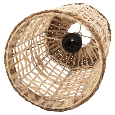 CEILING PENDANT OBLONG CYLINDRICAL CAP ABACA FIBERS IN NATURAL Φ21x43-120Hcm.HM7768