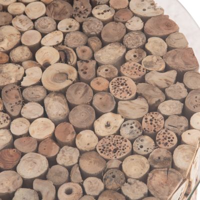 COFFEE TABLE ROUND SPARROW HM9963 DRIFTWOOD--GLASS Φ65x51.5Hcm.